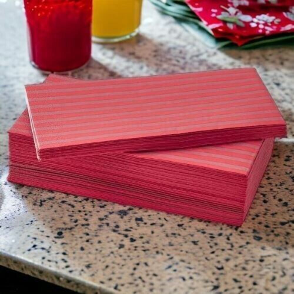 IKEA‎ VINTERFINT Paper Napkins Christmas Stripe Red Pattern 15x15"/30 Pack